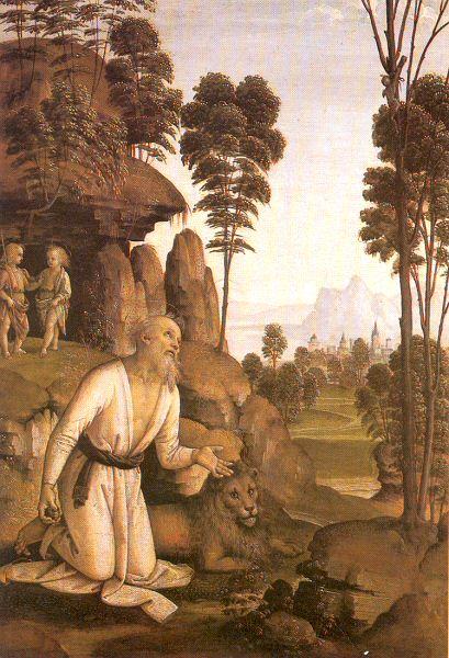 PERUGINO, Pietro St. Jerome in the Wilderness Sweden oil painting art